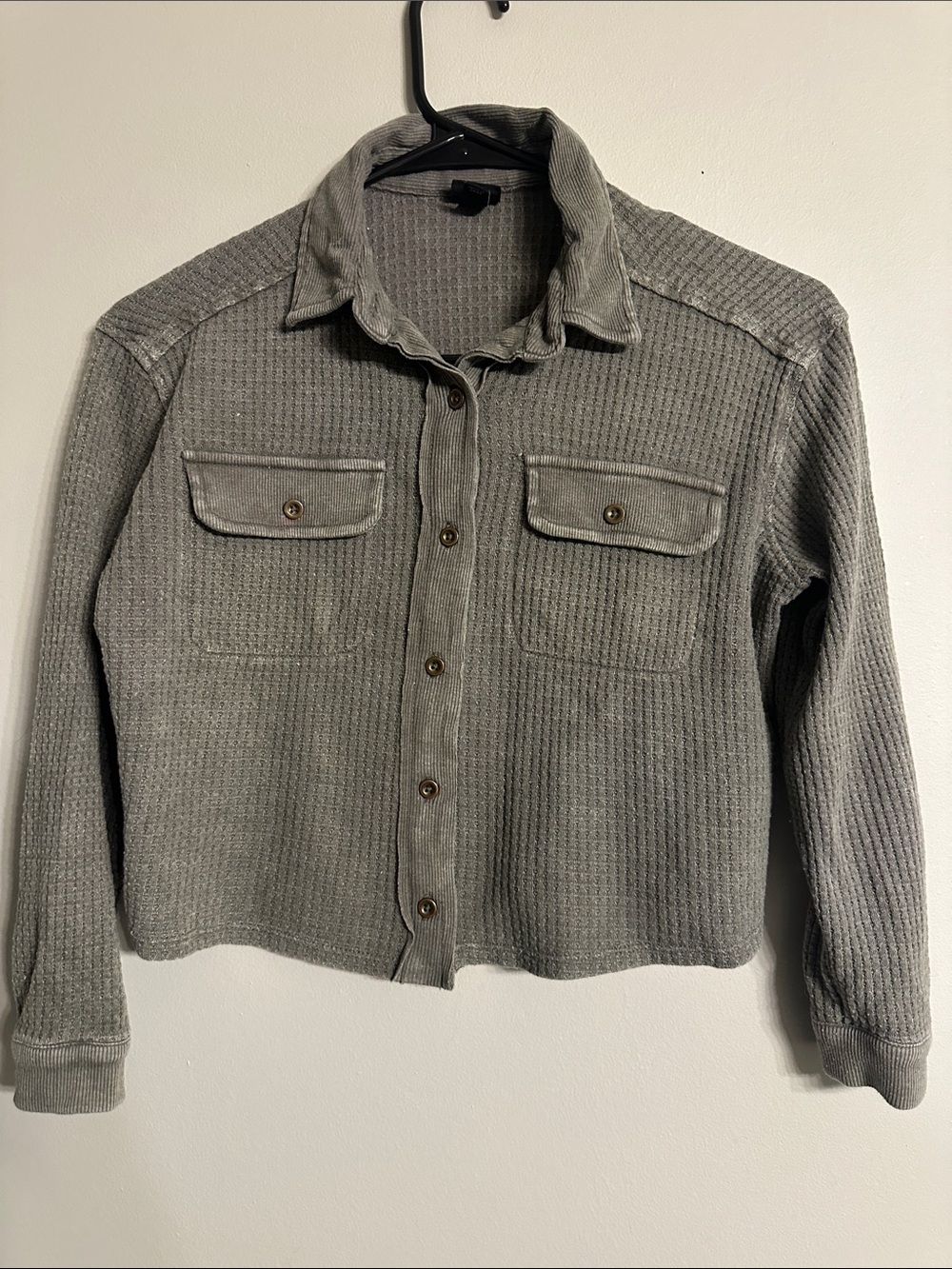 art class Gray Waffle-Knit Utility Jacket